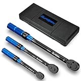Sundpey 3-PCs Torque Wrench Set - 72 Teeth Dual-Scales Torque Wrench kit Include 1/4' 3/8' 1/2' Wrenches with Dual-Direction Adjustable ±3% Accuracy for Truck Bike Motorcycle Car Repair & Maintenance