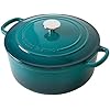 EDGING CASTING Dutch Ovens with Lid, Enameled Cast Iron Covered 5.5 Quart Dutch Oven with Dual Handle, Darkcyan