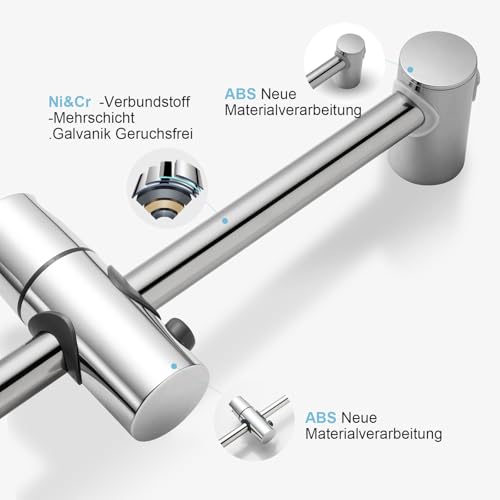 OFFO Duschstange Brausestange 100cm , wandmontierte Duschstange, verstellbarer Abstand 60 bis 100cm, mit Handbrausenhalterung, Ersatz für Dusche, Chrom