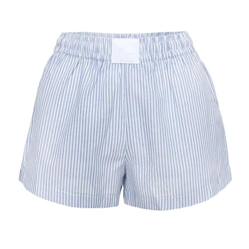 Image of Women Pajamas Shorts Micro Boxer Shorts Y2K Cute Gingham Sleep Lounge Shorts Checkered Plaid Button Pj Mini Shorts