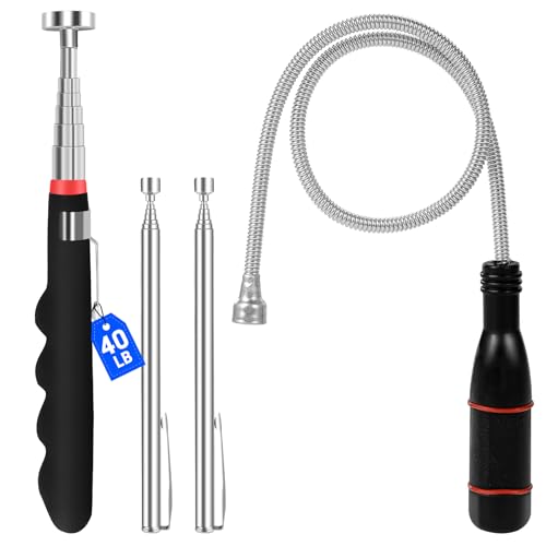 4Pcs Telescoping Magnetic Pickup Tool with 40lb Pull Force, 30in Telescopic Strong Magnet Sticks, Non-Slip Long Extendable Magnet Pickup Tools, Magnetic Nail Picker Upper