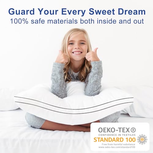 Premium King Size Pillows Set of 2 - Soft 7D Down Alternative for All Sleepers, Supports Neck and Shoulder Relief