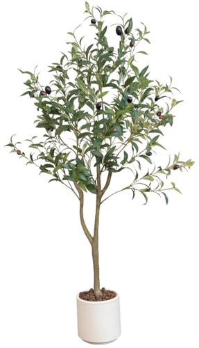 Kugusa 【生花店監修】 フェイクグリーン オリーブ リアル 観葉植物 フェイク オリーブの木 大型 人工観葉植物 造花 120cm インテリア 室内 オフィス おしゃれ 装飾 平和の象徴の木 (白鉢)