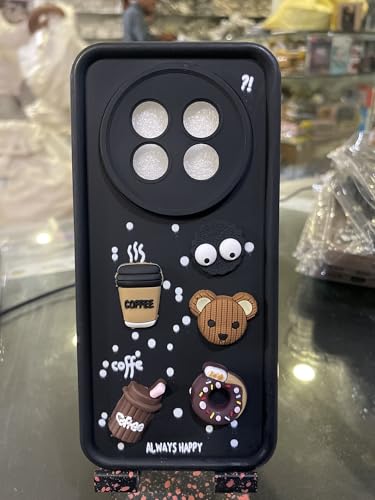 Image of Bintage Cute Fun Taddy| 3D Ball Bear| Donut| Coffee Rubber Case Full Body & Camera Protection Back Cover Compatible for Realme P1 Speed 5G - Black