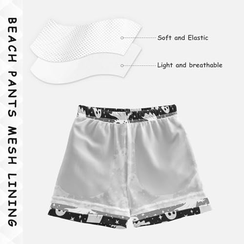 Cute White Ghosts Stars Boys Swim Trunks Kids Toddler Beach Board Shorts Teen Quick Dry Bathing Suit Swimsuit4