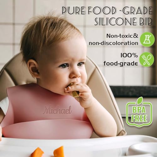 Personalized Silicone Baby Bib, Custom Toddlers Spoon and Fork, Baby Feeding Set with Name2