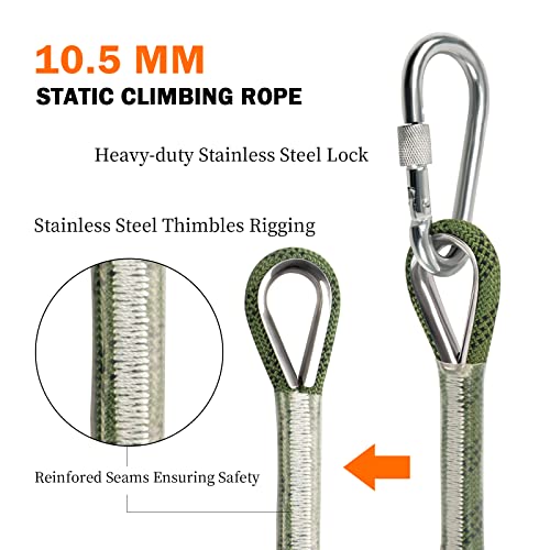 Aoleba 10.5 Mm Static Climbing Rope 10M(32Ft) 20M(64Ft) 30M(96Ft) 50M(160Ft) 70M(230Ft) Outdoor Rock Climbing Rope, Escape Rope Ice Climbing Equipment Fire Rescue Parachute Rope #TOP4