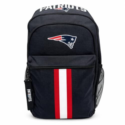 Image of NFL New England Patriots Backpack - Triple Stripe Wordmark Design with Keychain