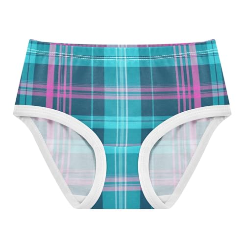 Turquoise and Purple Plaid All Seasons Girls' Panties Comfort Underwear for Toddler Girls in Sizes 2T,3T, 4T, 5T, 6Y and 8Y