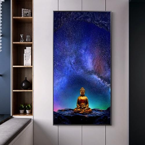 Statue de Bouddha de méditation moderne toile 80x160cm grand format pour salon