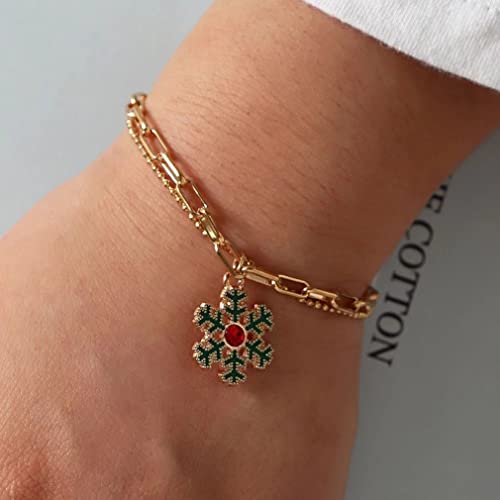 Christmas Jingle Bells Bracelet Christmas Link Charm Bracelet Bow Xmas Holiday Jewelry For Women Girls, Christmas Link Charm Bracelet Bow Xmas Holiday Jewelry For Women Girls(Snow Style) #TOP3