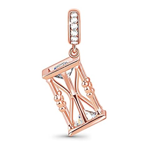 GNOCE Colgante Chapado En Oro De 18 Quilates Plata De Ley 925 "Reloj de arena Abalorios Con Circonita Cúbica Cover
