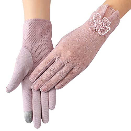 Guantes de encaje mujer para protección solar de flores morados BeFur fiesta ópera