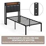 Yaheetech Bettrahmen 90 x 190 cm Metallbett Bettgestell aus Metall, Modern Jugendbett mit Lattenrost, Doppelbett Einzelbett Schwarz 41cm H
