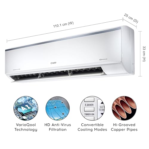 Image of Cruise 1.5 Ton 5 Star Inverter Split AC with 7-Stage Air Filtration (100% Copper, Convertible 4-in-1, PM 2.5 Filter, 4 Way Swing, Anti-Rust Technology, 2023 Model, CWCVBJ-VP3F185, White)