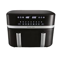 Russell Hobbs Satisfry 9L Dual Basket Air Fryer, RHAF2768SIL, Dual Baskets, Sync & Match Functions, Digital Touch Screen, 9 Pre-Set Functions, Silver