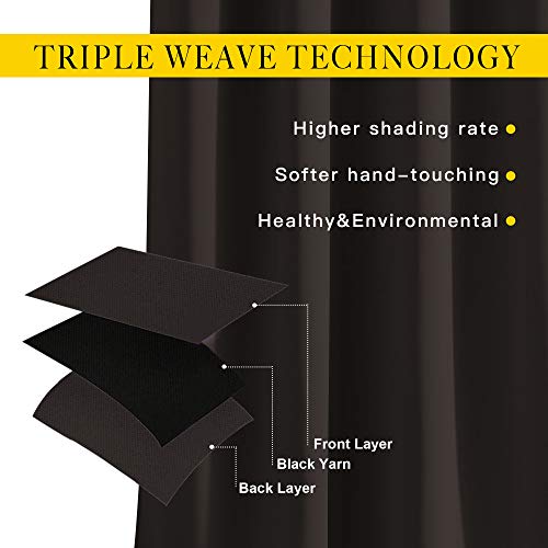 Nicetown Bedroom Blackout Curtains And Drapes - Triple Weave Thermal Insulated Solid Grommet Blackout Panels For Basement(1 Pair, 52 Inches By 45 Inch, Toffee Brown) #TOP4
