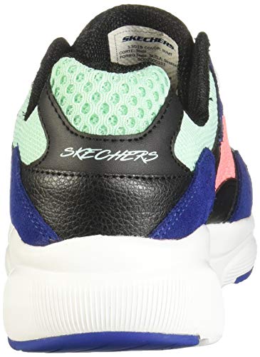 Skechers Skechers Women's Meridian-CHARTED Trainers, Blue (Navy & Black Leather/White, Pink & Turquoise Mesh/Trim Nvmt), 6 (39 EU)