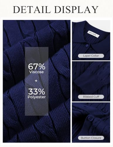 GRACE KARIN Womens Lightweight Knit Cardigan Sweaters Long Sleeve Button Down Sweater Business Casual Outfits Navy Blue XXL — view 5