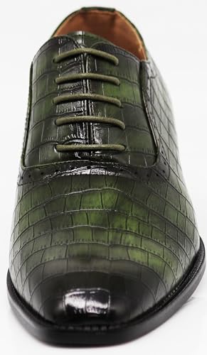 Image of Gator3N Men's Alligator Crocodile Print Oxfords Fashion Lace Up Dress Shoes