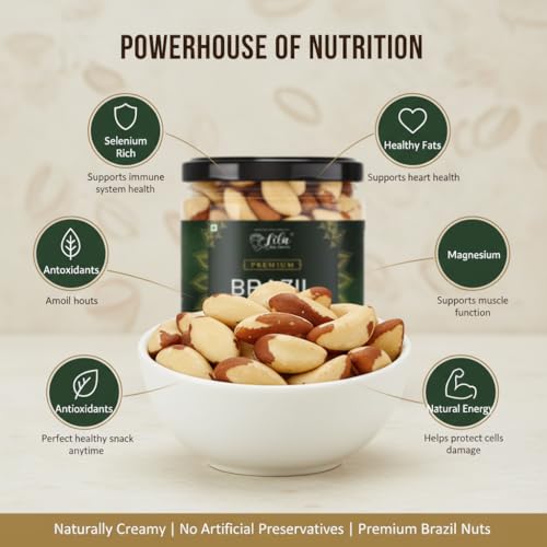 Image of LILA DRY FRUITS Brazil Nuts 100 g Delicious Raw Nuts | Premium Grade A+ Jumbo Size, Rich Natural Source Of Selenium, Protein And Vitamins | Crunchy and Odourless Dry Fruit Perfect for Giftings