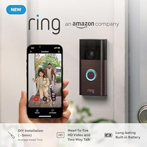 Certified Refurbished Ring Battery Video Doorbell (2024)|DIY Wireless Video Doorbell CameraI Head-To-Toe View, HD Video| Easy to install (5 min)| With Built-in BatteryI 30-day free trial of Ring Home