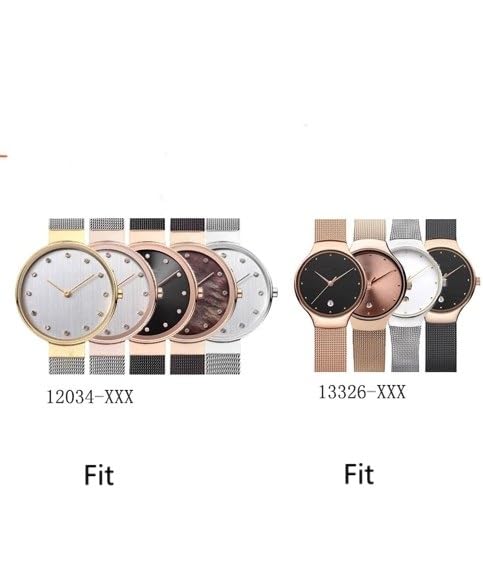 NZZXTO Replacement Watch Band for Bering Unisex Watch with Screw 12mm (hole spacing 5MM) （12mm Silver3