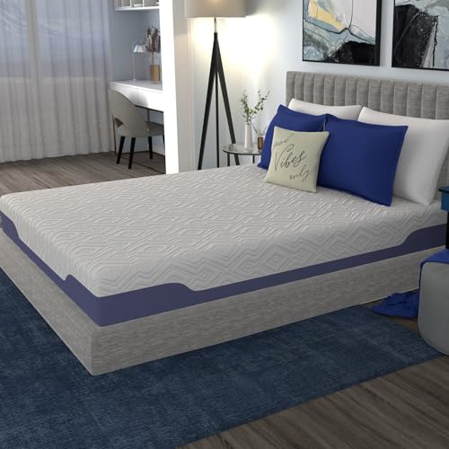Image of Vibe Supreme Cooling Hybrid Mattress, Innerspring and Gel Memory Foam Mattress, Fiberglass Free, 10-Inch Bed in a Box, Queen
