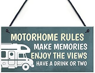 RED OCEAN Motorhome Rules Sign Hanging Door Plaque Motorhome Caravan Accessories