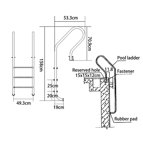 Barandal para piscina de acero inoxidable 3 peldaños miniatura 2