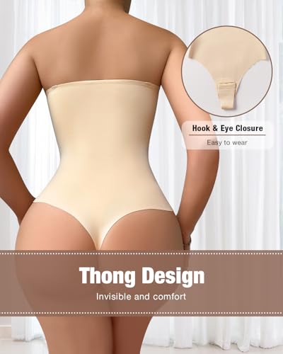Image of Shapewear Bodysuit Tummy Control Strapless Bra Shapewear for Women Strapless Faja Body Shaper Thong Light Shapewear