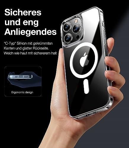 TORRAS für iPhone 14 Pro Hülle für MagSafe (Zertifizierte Schutzfähigkeit und Magnetkraft) Handyhülle iPhone 14 Pro Case Stoßfest Kratzfest Schutzhülle Edle Matt - Transparent