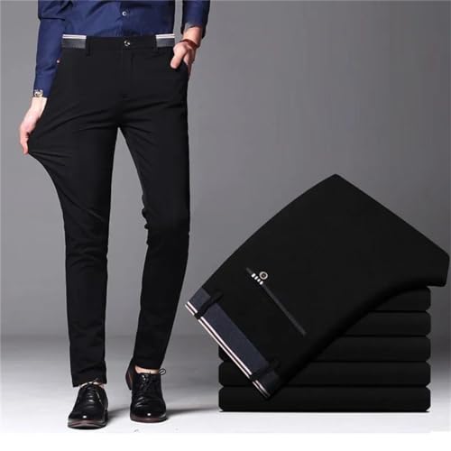 Men's Spring Autumn Fashion Business Casual Long Pants Suit Pants Elastic Straight Formal Trousers Plus Big Size2