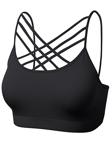 Women Sports Bra Criss Cross Strappy Wirefree Cami Bralette Crop Top2