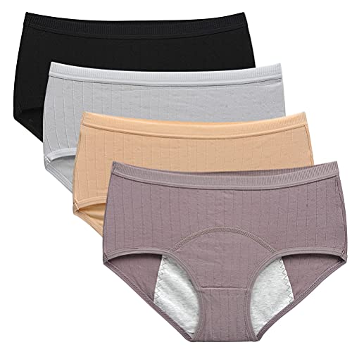 Teenager Girl's Breathable Cotton Period Panties Pack of 4pcs Menstrual Heavy Flow Leak-Proof Underwear Briefs (X-Large, Style6)