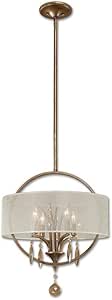 Uttermost Alenya Drum Pendant 4 Light Silken Champagne Sheer Fabric - 17.75 inches Wide by inches deep