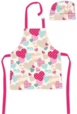 Shreds Sugar and Spice Hearts Apron and Chef's Hat Set