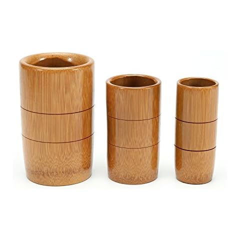 XPXKJ Bamboo Cup Natural Bamboo Vase Bamboo Wood Kitchen Tool Holder,Bamboo Wood Desk Pen Pencil Holder Stand Multi Purpose Use Pencil Cup Pot Desk Organizer Size: Small, Medium, Large Cover