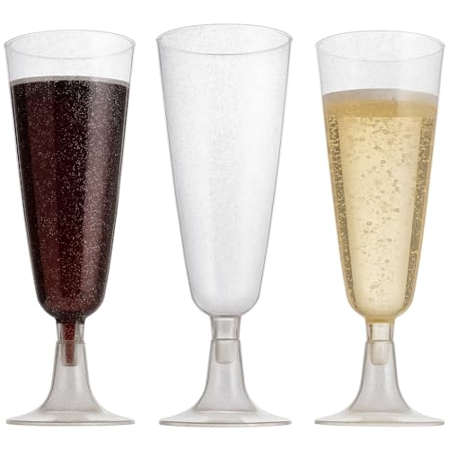 Oojami 70 pc Gold Glitter Plastic Classicware Glass Like Champagne Wedding Parties Toasting Flutes Party Cocktail Cups