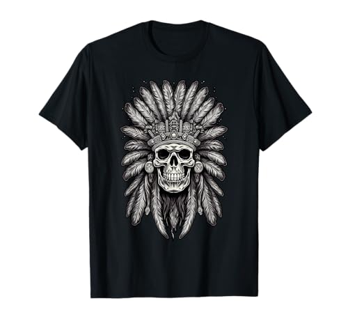 Skull Chief Indianer Adler Vintage Motorrad Amerikaner T-Shirt