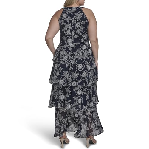 Image of Tommy Hilfiger Women's Sleeveless Halter Neck Tiered Maxi Dress