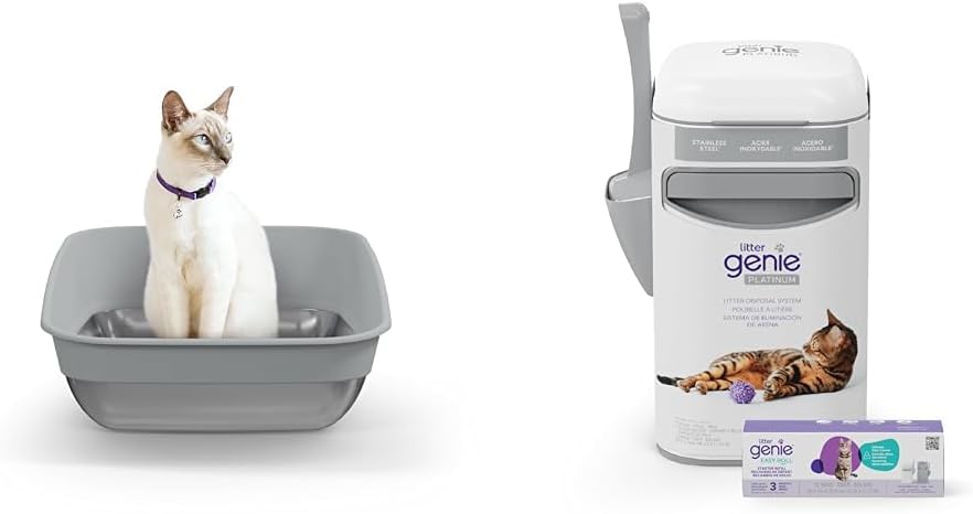 Litter Genie Platinum Stainless Steel Litter Box + Pail Bundle