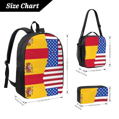 Mochila escolar ligera de 3 piezas en color negro con estuche escolar y lonchera integrada 4