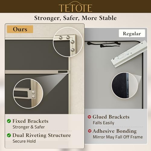 TETOTE 24x36 Inch Brushed Nickel Bathroom Vanity Mirror with Beveled Frame by TETOTE - Used condition - Image 4