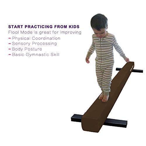 EZ GLAM Gymnastics Adjustable Balance Beam 8 Ft 6Ft Wood Core Skill Performance Home Training Gymnastics Equipment (Brown, 6.00)