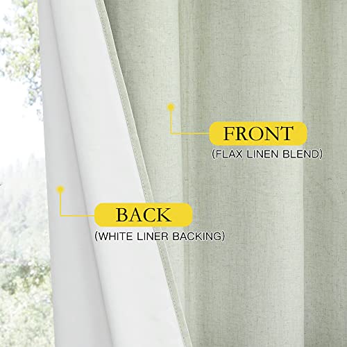 Image of NICETOWN Sage Green Living Room Completely Shaded Linen Sliding Door Curtain, Privacy Protection & Noise Reducing Wall Curtain, White Lined Insulated Window Treatment Panel(1 Piece, W100 x L84)
