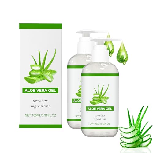 Gel de aloe vera 100 % puro, 100 ml, gel de aloe vera orgánico para la cara, crema hidratante natural, calmante y nutritiva después del sol, refresca, calma y regenera la piel dañada por el sol (2)