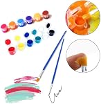 140 Pcs Mini Ensemble de peintures acryliques,12 Couleurs Bandes de peinture acrylique avec 20 Pcs Pinceaux de peinture Artisanat Ensemble de peinture Conteneur Bandes Entreposage pour la peinture artisanat artistique