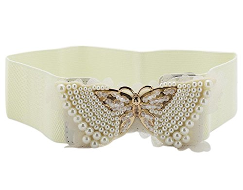 Bonamart - Cinturón - para mujer Schmetterling Weiß Medium