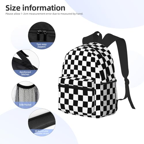 Sac à dos voyage damier - Grand compartiment et bretelles ajustables - 5